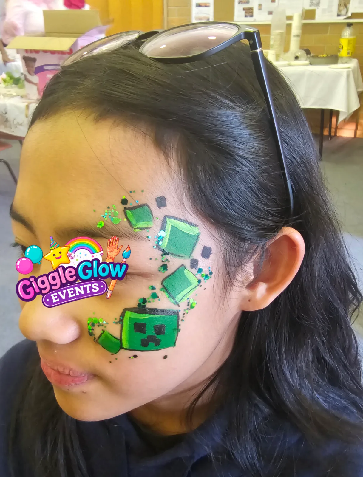 Green Blocks Face Paint